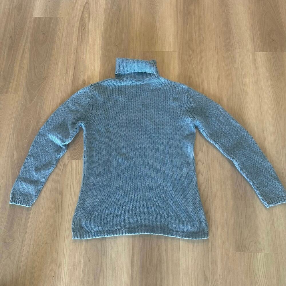 Sarah Spencer Vintage Lambswool Cowl Neck Sweater Blue Medium Chunky Knit Warm - Picture 3 of 8